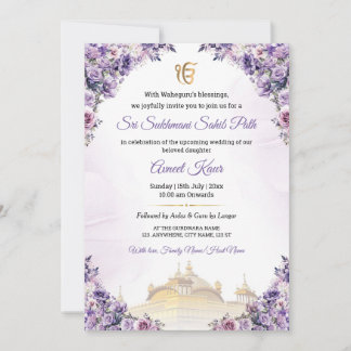 Convite para o Sukhmani Sahib Path do Casamento Si