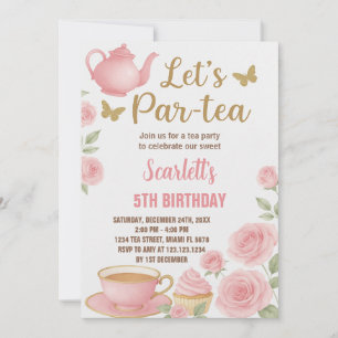 Convite para o Tea Party de Menina Editável