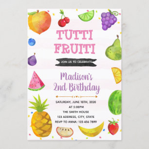 Convite para o tema do partido "tutti frutti"