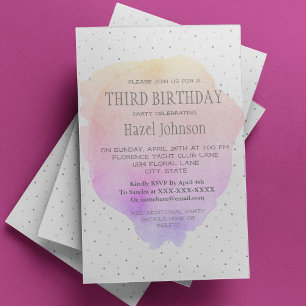 Convite para o terceiro aniversário Bonito Pastel