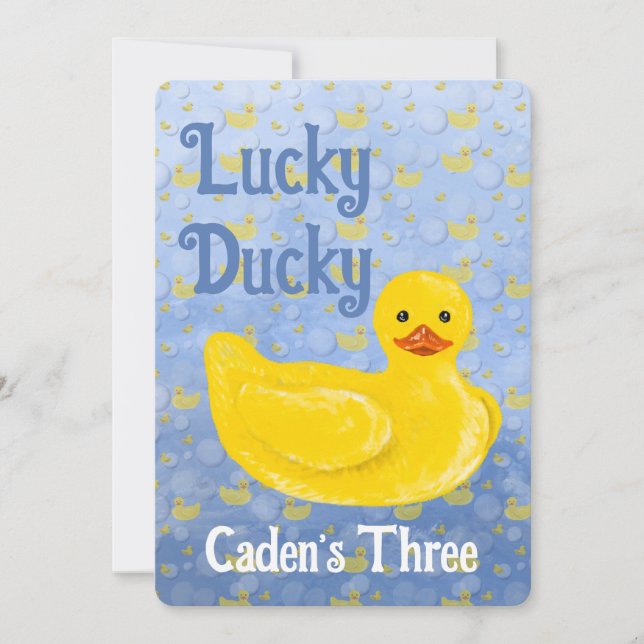 Convite para o Terceiro Aniversário do Lucky Ducky (Frente)