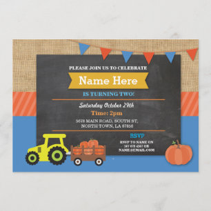 Convite para o Trator de Pumpkin da Festa de anive