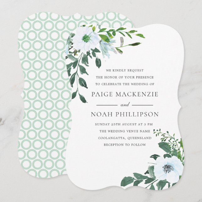 Convite para o Verão Elegante de Flor Branca (Frente/Verso)