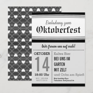 Convite para Oktoberfest Preto e Branco