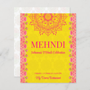 Convite para orçamento Mehndi amarelo brilhante do