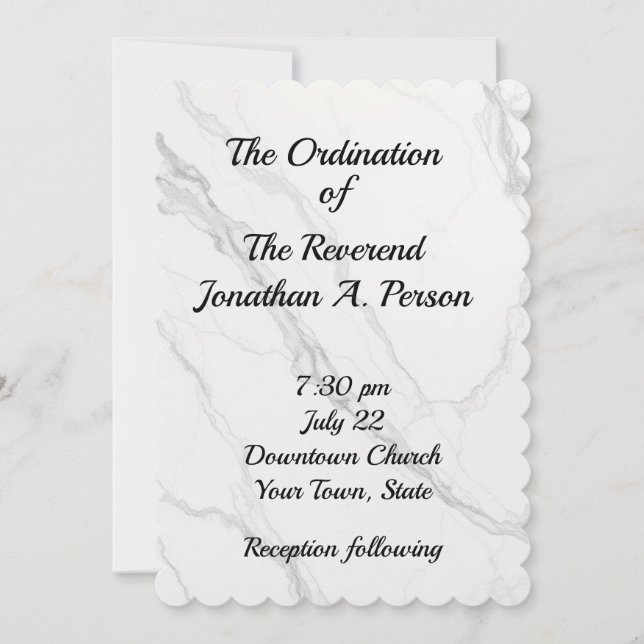 Convite para Ordenação do Pastor Marble Look (Frente)