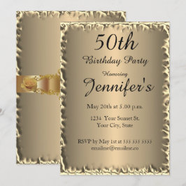 Convite para ouro de Festa de aniversário 50