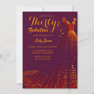 Convite para ouro Glam aniversário de 30 anos de d