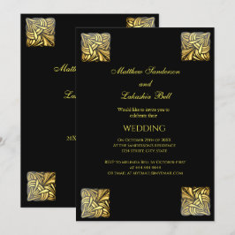 Convite para ouro negro de casamento elegante