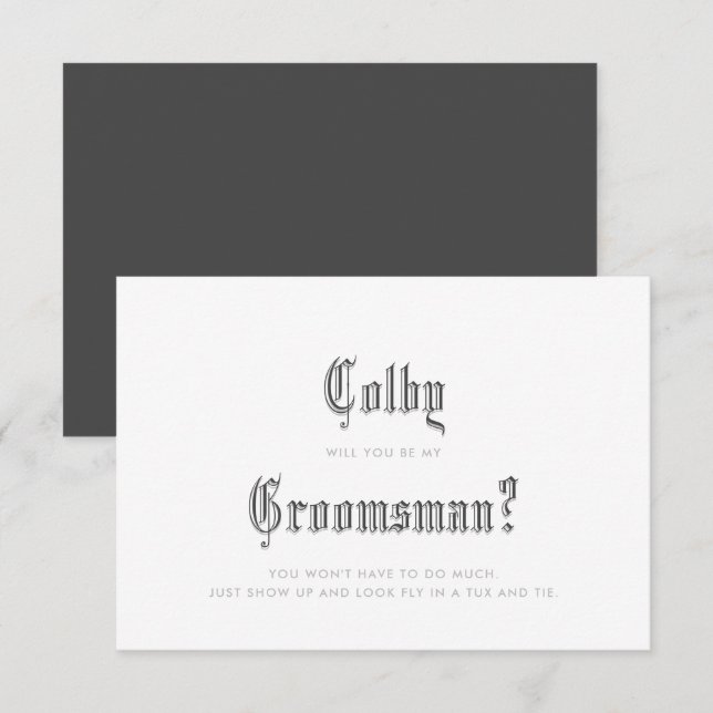 Convite para Padrinho de Casamento em Letra Negra (Frente/Verso)