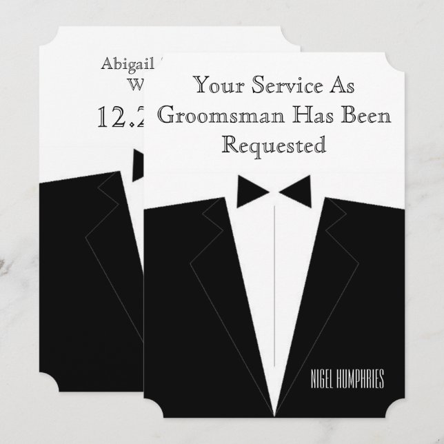 Convite para Padrinho ou Membros da Corte do Noivo (Frente/Verso)