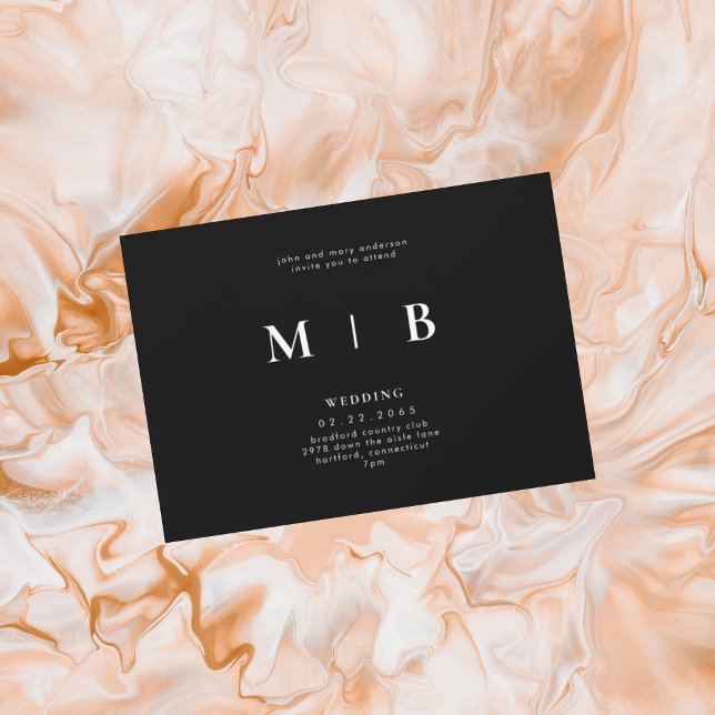 Convite para Pais B/W de Monograma Simples e Sonor (Criador carregado)