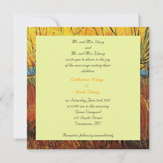 Convite para pais noivos, casamento (Frente)