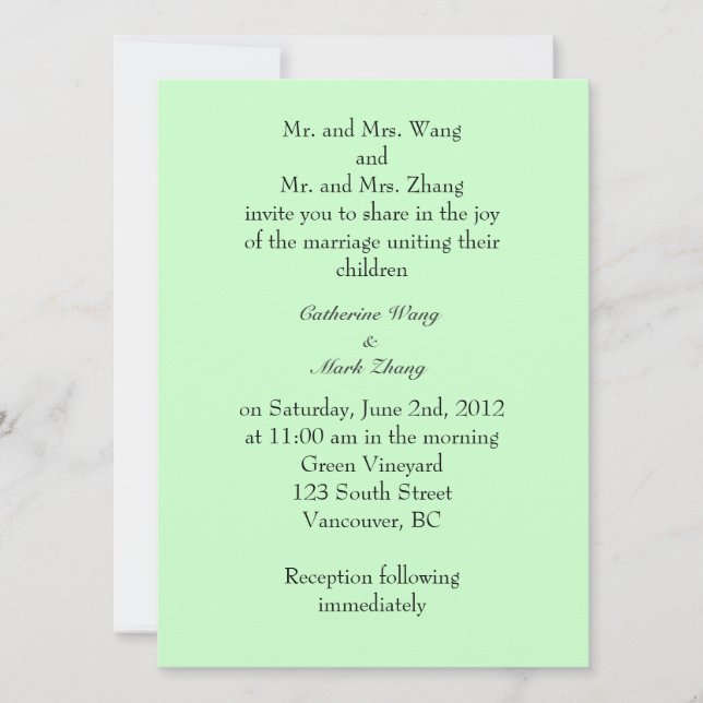 Convite para pais noivos, casamento (Frente)