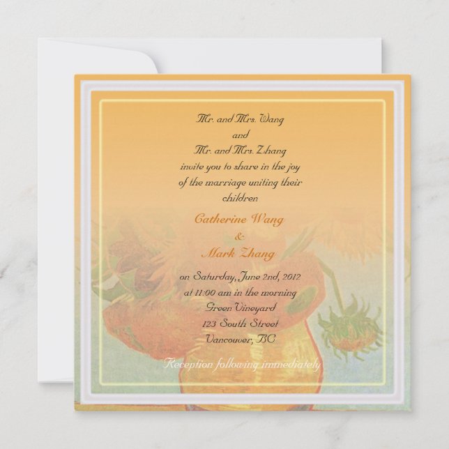 Convite para pais noivos, casamento (Frente)