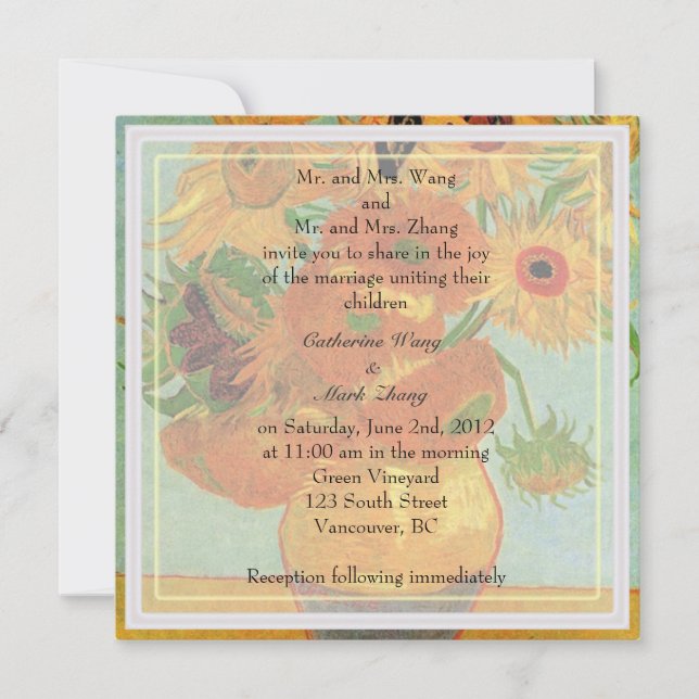 Convite para pais noivos, casamento (Frente)