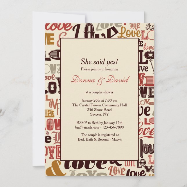 Convite para Palavras de Amor (Frente)