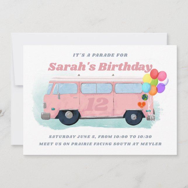 Convite para Parada de Aniversário do Vintage Bus  (Frente)