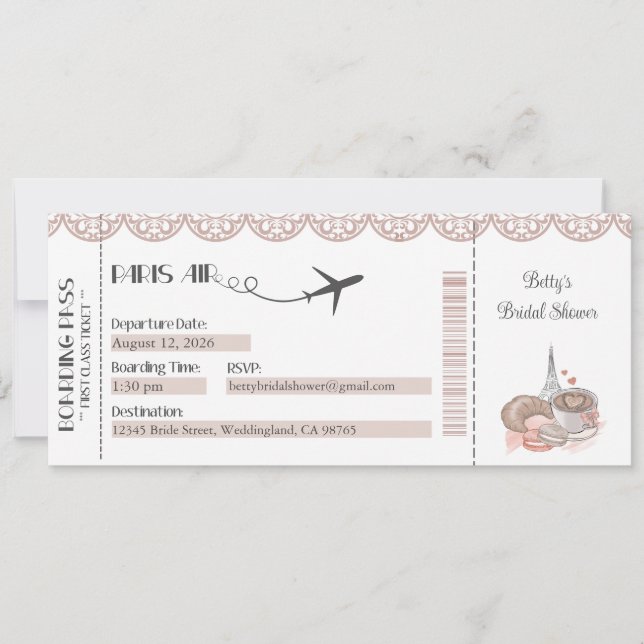 Convite para Paris, Convite de Festa Tema Paris (Frente)