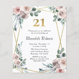 Convite para Partido Dourado Floral aniversário de