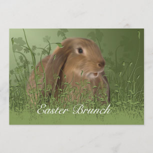 Convite para Páscoa Brown Rabbit Brunch