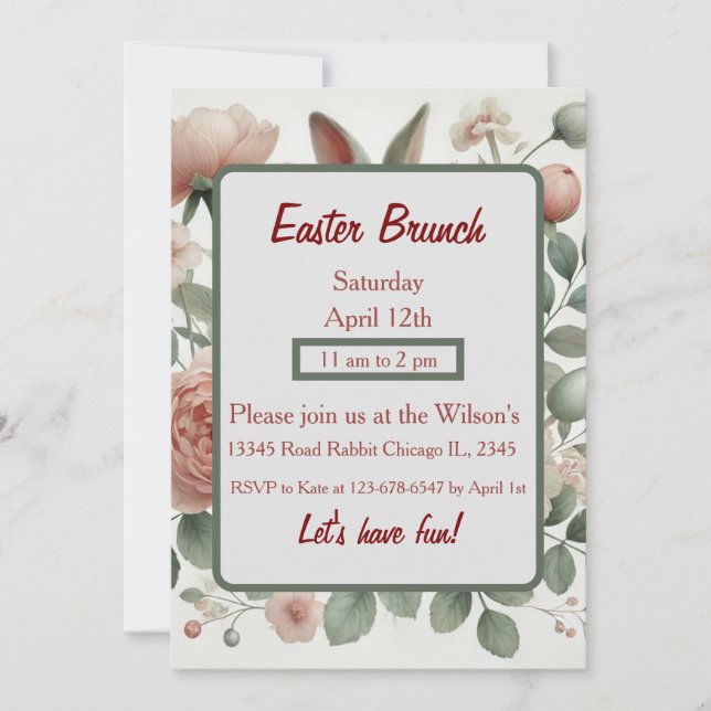 Convite para Páscoa de Pastel Floral Elegante (Frente)