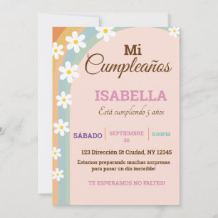 Convite para Pastel Birthday Deisy Flower