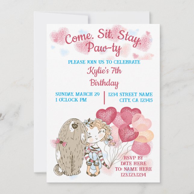 Convite para Paw-ty Cães (Frente)