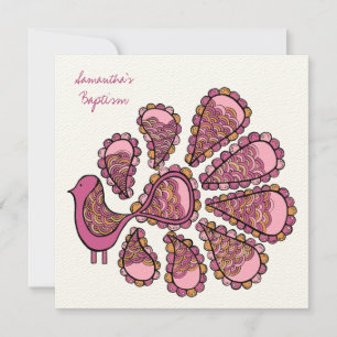 Convite para Peacock Rosa de Natal Batismo