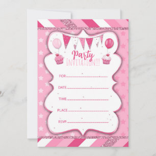 Convite para Pinky Party para escrever à mão para 