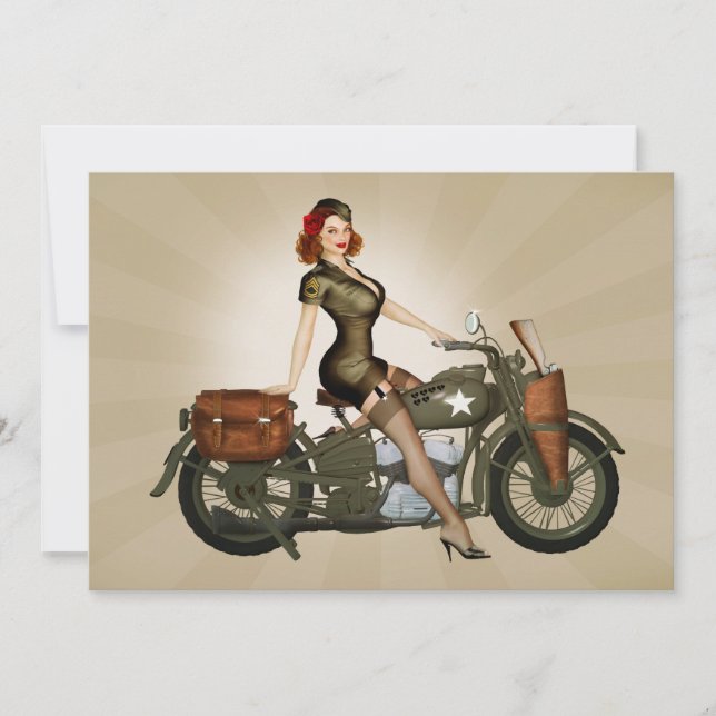 Convite para Pinup de motocicleta do Exército de D (Frente)