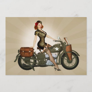 Convite para Pinup de motocicleta do Exército de D