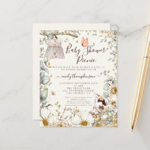 Convite para piquenique Chá de fraldas de moça de
