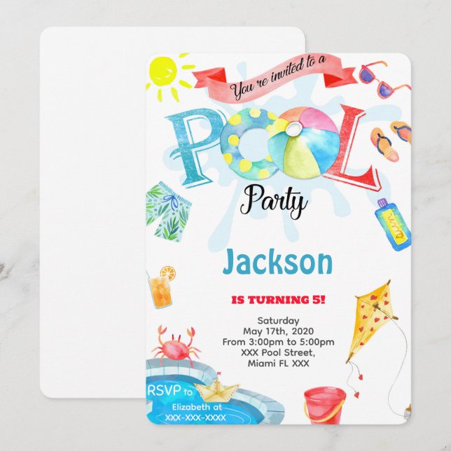 Convite para Piscina (Frente/Verso)