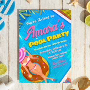 Convite para piscina Party Girl