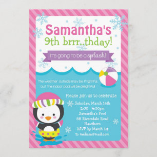 Convite para Piscinas de inverno / Aniversário da