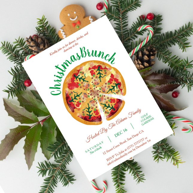 Convite para Pizza Christmas Brunch (Criador carregado)