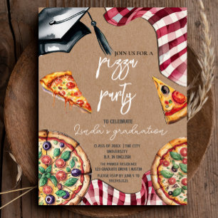 Convite para Pizza de Graduação por Aquarela Elega