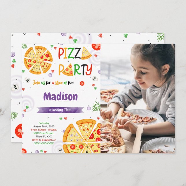 Convite para Pizza Photo (Frente/Verso)