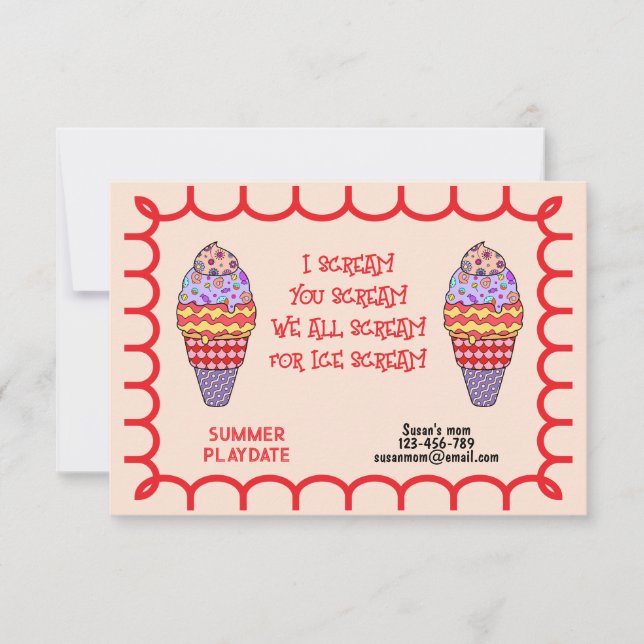 Convite para Playdate I Scream (Frente)