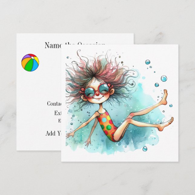 Convite para Pool Party, etc. (Frente/Verso)