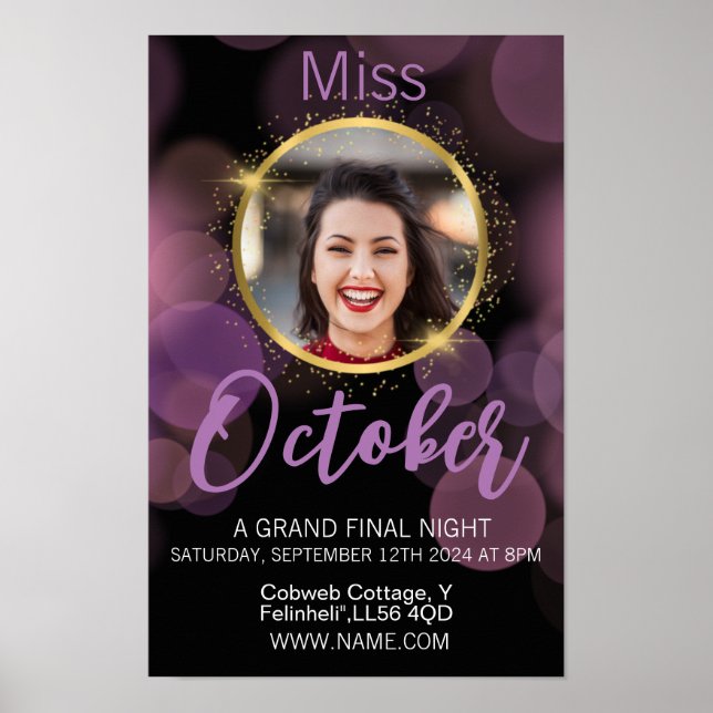 convite para poster de pageant, aniversário de tra (Frente)