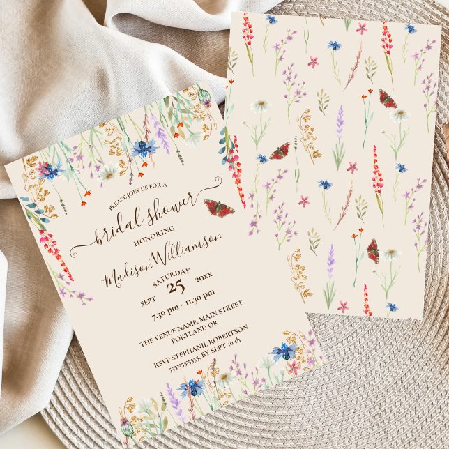 Convite para Prado de Flores Silvestres Boho e Bor (Criador carregado)