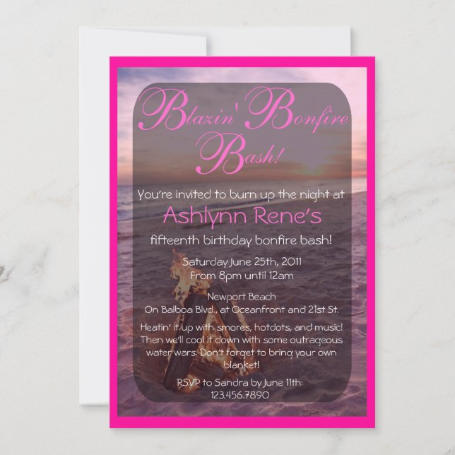 Convite para Praia Bonfire (Frente)
