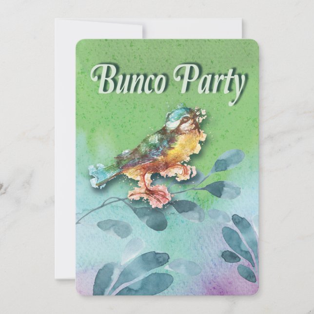 Convite para primavera Bird Bunco Party Watercolor (Frente)