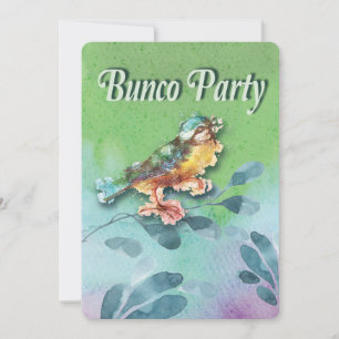 Convite para primavera Bird Bunco Party Watercolor