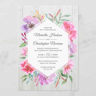 Convite para Primavera Buquê de Casamento de Aquar