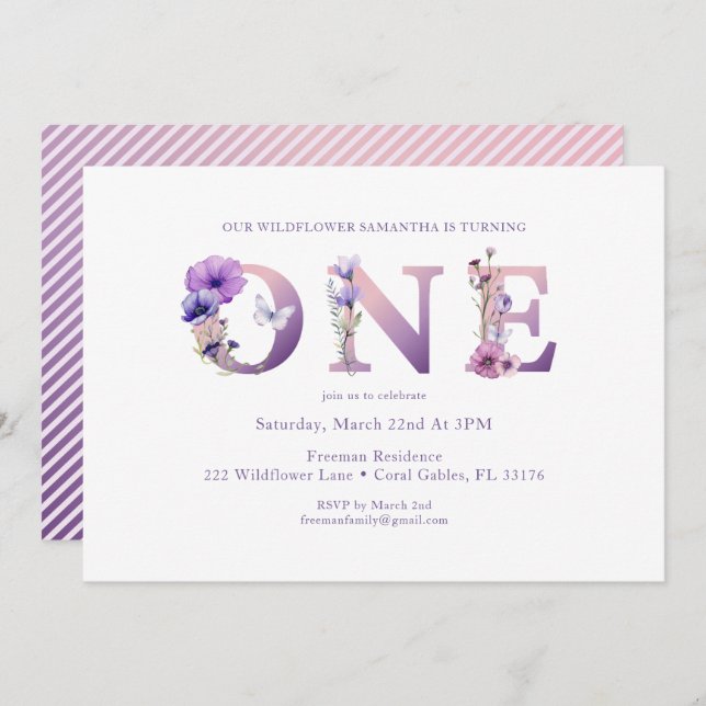 Convite para primeira Festa de aniversário de Wild (Frente/Verso)