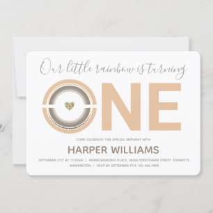 Convite para primeiro aniversario Boho Rainbow