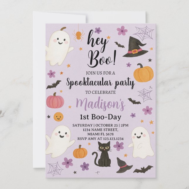 Convite para primeiro aniversario Boo Day | Fantas (Frente)